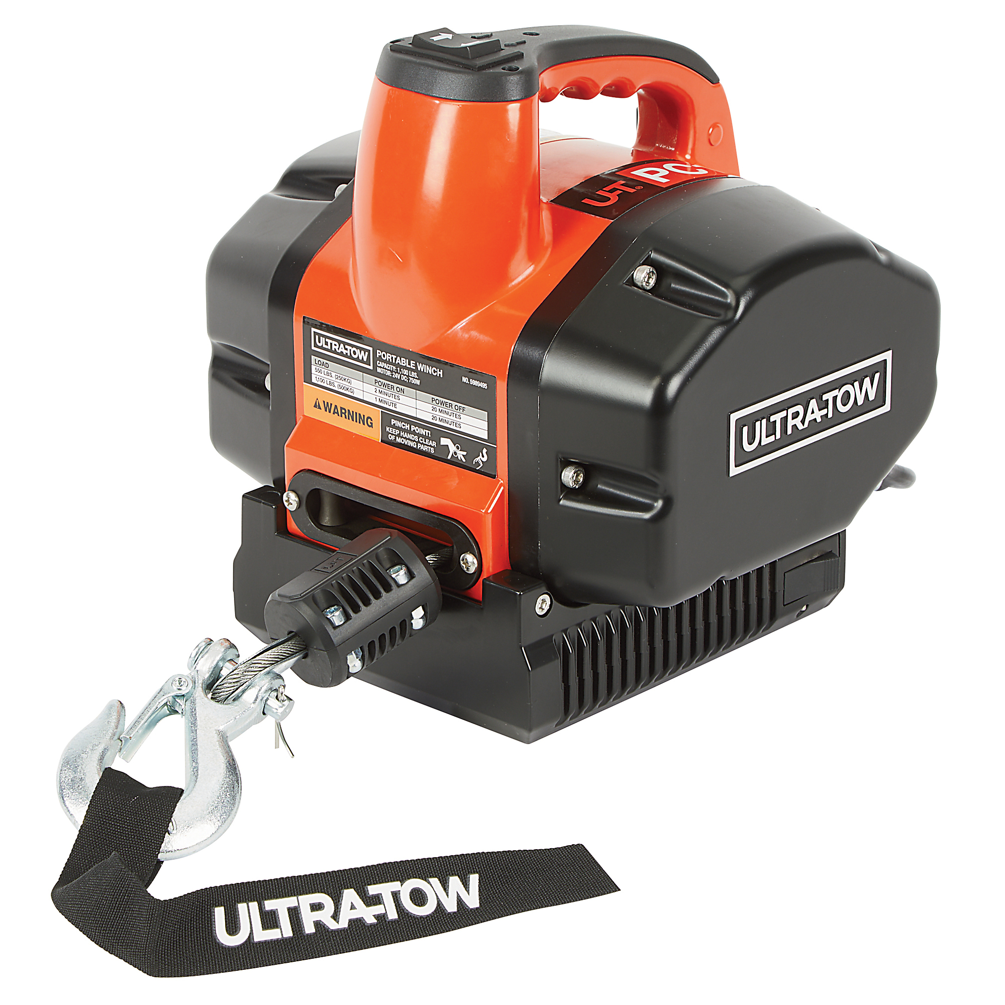 Ultra-Tow Portable Handheld 24V DC Battery-Operated Winch, 1100-Lb. Line Pull, 24 Max. Volts, 30 Amps